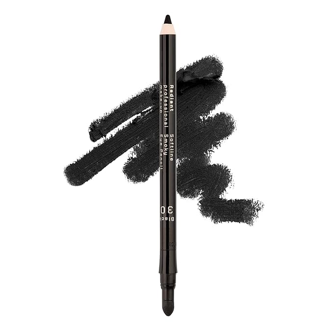 Radiant Professional Black Waterproof Eyeliner Pencil - Eyeliner Waterproof Smudge Proof - Long Lasting Under Eye Pencil for Smoky Eye - Soft Waterline Eye liner Smudger Tool, Smoky Black (30)