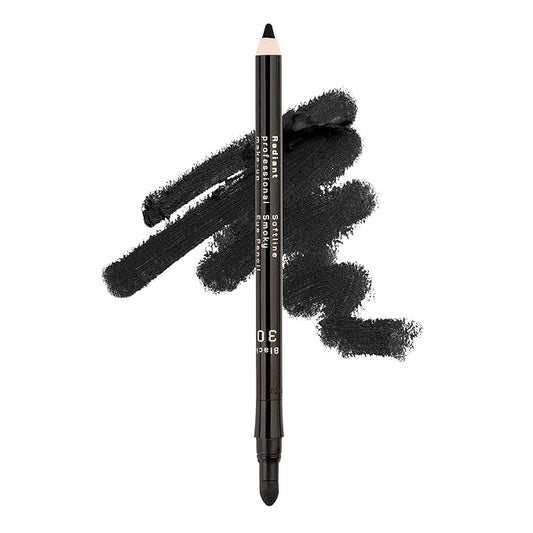 Radiant Professional Black Waterproof Eyeliner Pencil - Eyeliner Waterproof Smudge Proof - Long Lasting Under Eye Pencil for Smoky Eye - Soft Waterline Eye liner Smudger Tool, Smoky Black (30)