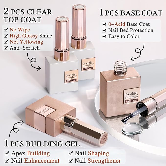 Double Rhythm 28Pcs 0.5Oz Gel Nail Polish Set Same Color Same Bottle Soak Off Gel Polish Kit Nail Art Manicure Salon DIY at Home for Women (White Pink Collection-T24-2)