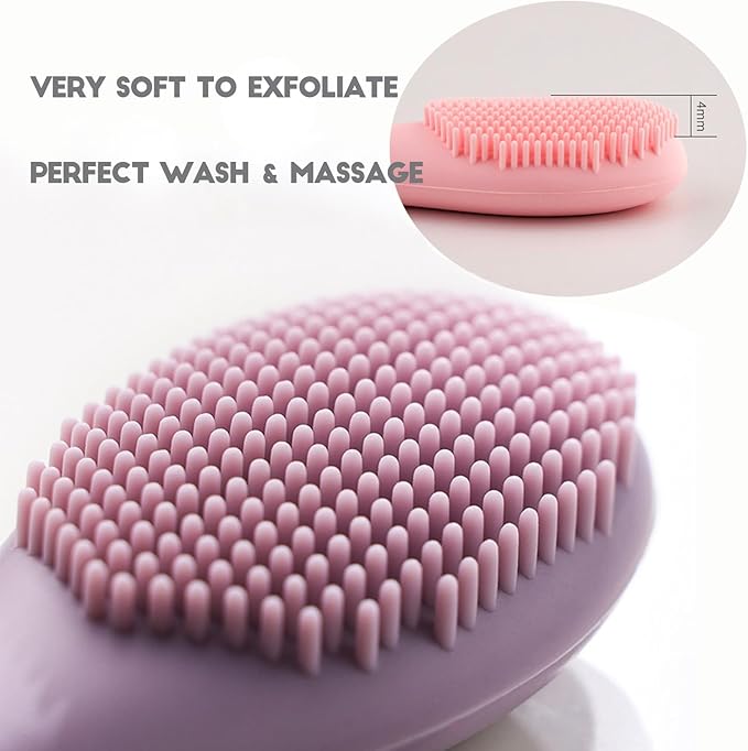 Silicone Face Mask Applicator Brush,Soft DIY Skincare Applicator Tools,Scrubber Exfoliator,Facial Cleansing Brush for Deep Gentle Exfoliating (Pink/Blue)