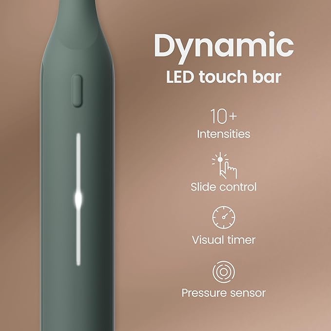 Quip Ultra Next Generation Smart Sonic Toothbrush - Timed Electric Toothbrush for Adults - Replaceable Brush Head, Soft Bristles, Silicone Handle, 30-Day Battery Life, Travel Case - Moss Green