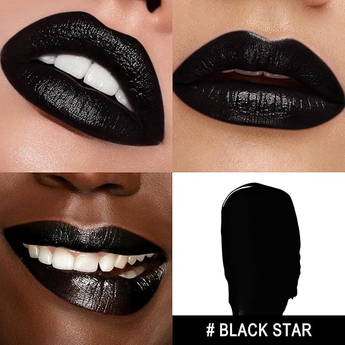 Moisture Black Lipstick for Women Hydrate Tinted Lip Balm for Dry Cracked Lips Glossy Lip Color Juicy Finish, MA069 Black Star