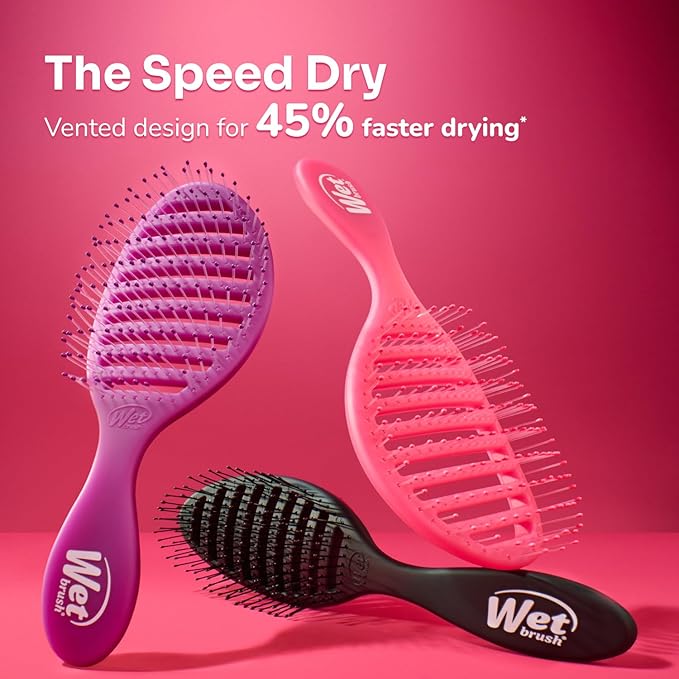 Wet Brush Speed Dry Hair Brush, Black Frost - Vented Design & Soft HeatFlex Bristles Are Blow Dry Safe - Ergonomic Handle Manages Tangles - Pain-Free Hair Accessories