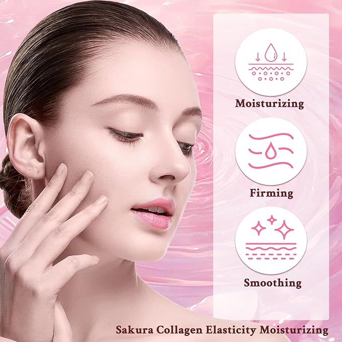 8PCS Sakura Skin Care Set,Moisturizing Skincare Kit with Face Cleanser,Facial Cream,Toner,Facial Serum,Face Masks and Eye Cream,Refreshing Hydrating Skin Care Gift Set for Women
