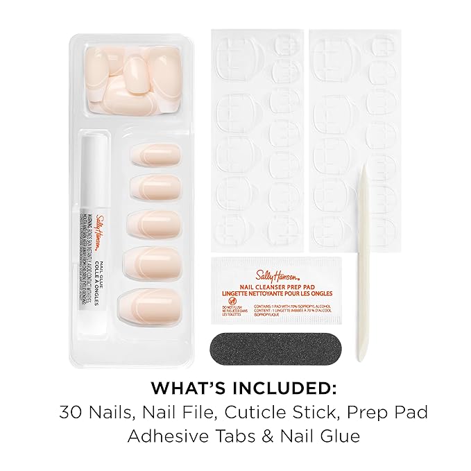 Sally Hansen Salon Effects Perfect Press-On Nails | Coffin Shape | Easy to Apply, Non-Damaging | 30 Nails, Nail Glue, Adhesive Tabs, File | On Point