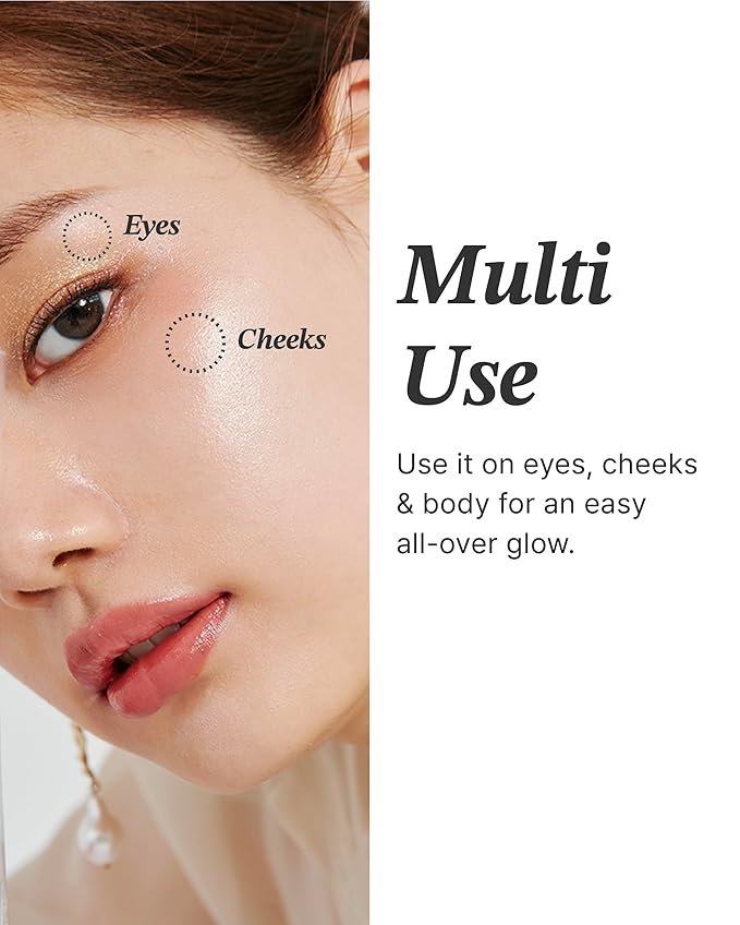 Glint Dewy Highlighter (Dewy Moon, 0.08oz) - Luminous Glow, Infused with Micropearls, Shiny Illuminator. Rich Pigment & Silky Touch, Korean Makeup.