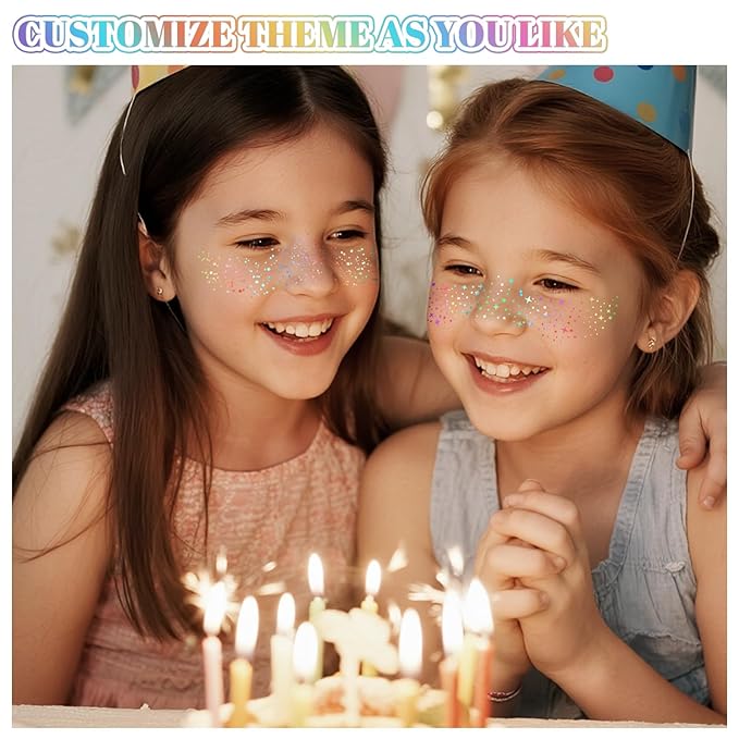 24pcs Glitter Freckles Face Tattoo - Holographic Face Sparkle Freckles Temporary Tattoos for Women Girls, Multicolor Freckles Makeup Patches for Party, Concerts, Daily Accessories