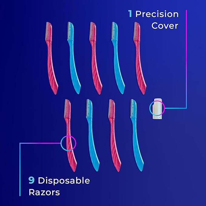 Schick Hydro Silk Touch-Up Dermaplaning Tool with Precision Cover, 9ct | Dermaplane Razor, Face Razors for Women, Peach Fuzz Remover