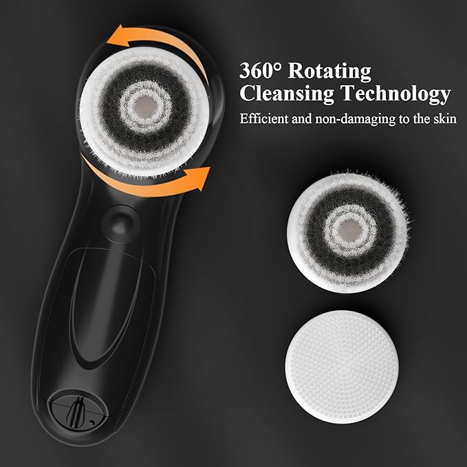 TOUCHBeauty Facial Cleansing Brush for Men Face Scrubber with Advanced PBT Bristles Spin Brush & Stand, Facial Cleansing System Designed for Men | Dual Speed, Waterproof, Battery Powered TB-0759M