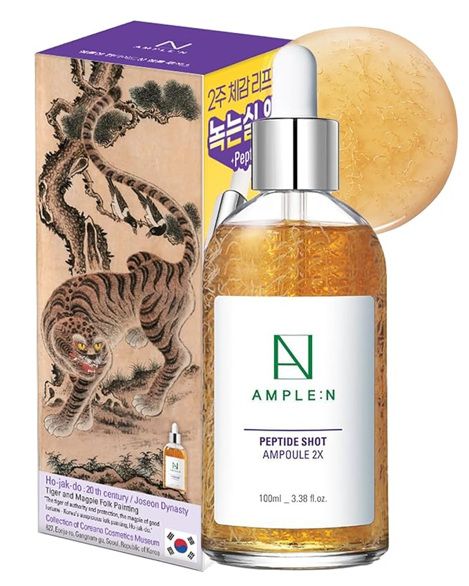 AMPLE:N Peptide Shot 2X Ampoule – Intensive Age Defying Concentrate Face Serum with Peptide Threads – Erasing Wrinkles and Improve Firmness – Lifting Sagging Skin – Hojakdo Tiger Edition, 3.38 fl.oz.
