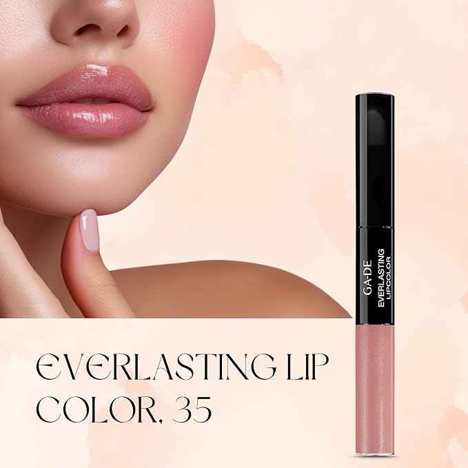 GA-DE Everlasting Lip Color, 35 - Full Coverage, Non-Oily, Moisturizing, Long Lasting Lipstick - Dries Quickly into Ultra-Thin Film - 0.28 oz