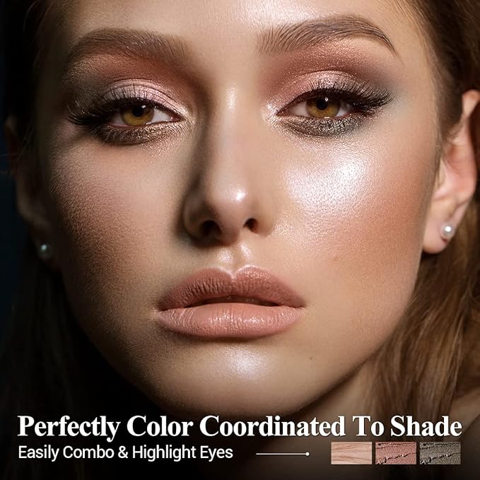 3PCS Brown Pink Eyeshadow Stick Set, Shimmer Neutral Cream Eye Shadow Sticks Crayon,Waterproof Long Lasting Eye Highlighter, Eye Brightener Stick Makeup Sets