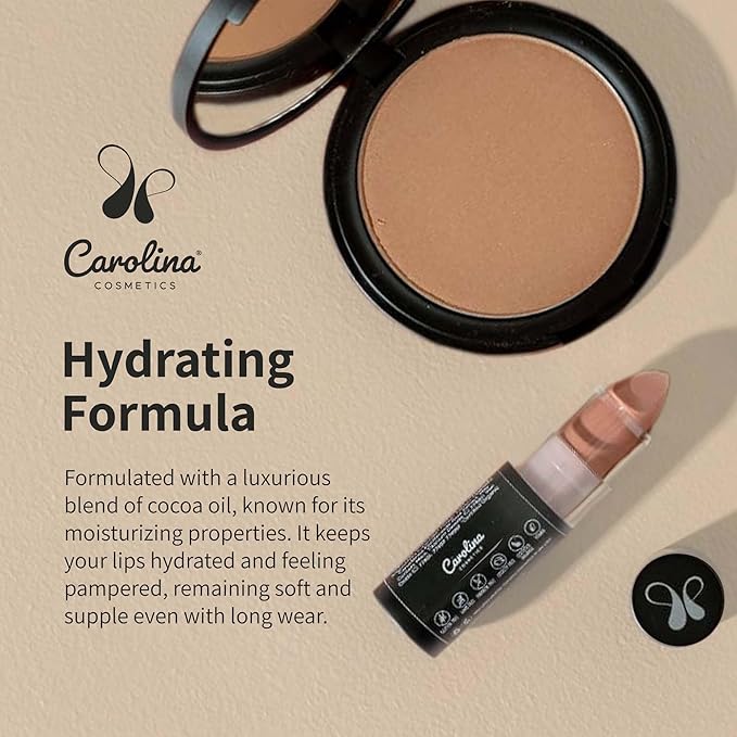 Carolina COSMETICS - Plant-Based Moisturizing Lipstick - Cozy Shade 0.15oz- Hydrating with Cocoa Oil, Gluten-Free, Vegan, Non-GMO, Paraben-Free - Lightweight Cream Texture