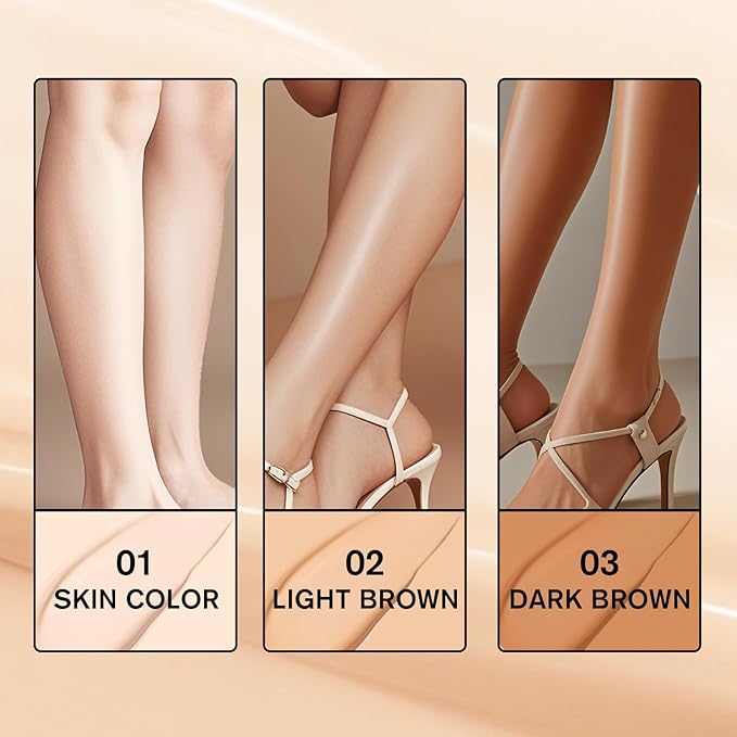 Leg Makeup Waterproof No Transfer,Flawless Legs Body Scar Tattoo Cover Up Makeup Waterproof Long Last Concealer for All Skin Tones. (03# Bronze)