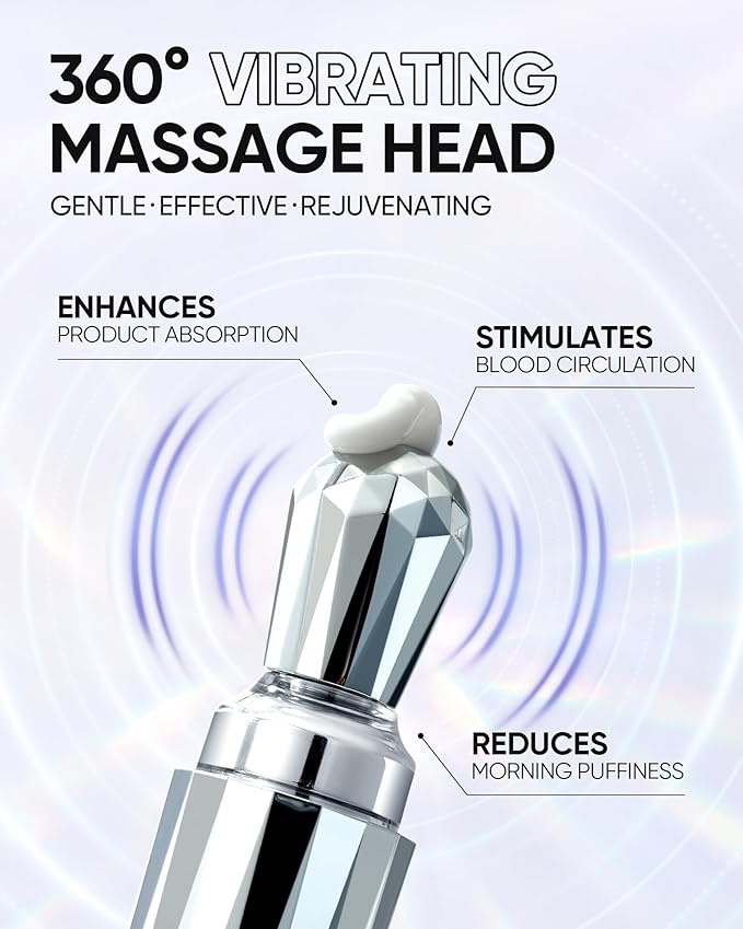 360° Crystal Massager Lifting Eye Cream, Reduces Puffiness, Nourishes Eye Area with 3D Peptides, Niacinamide & Caffeine