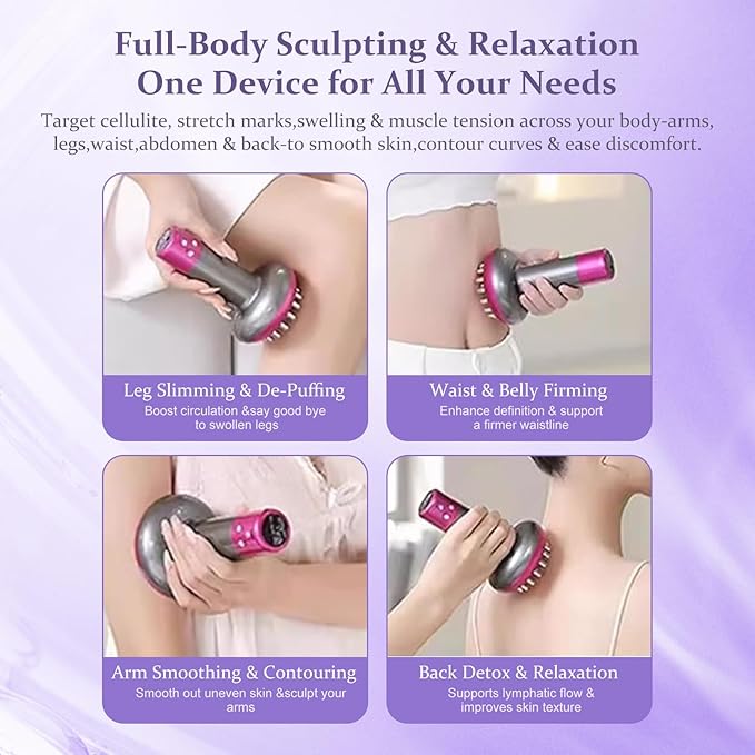 Lymphatic Drainage Massager，Help Reduce Stretch Mark, Cellulite, for Belly、 Neck、 Leg 、Hip Arm ，Improves Absorption of Skincare Body Oil Serum, Stretch Mark Creams and Stretch Mark Lotions (Purple)