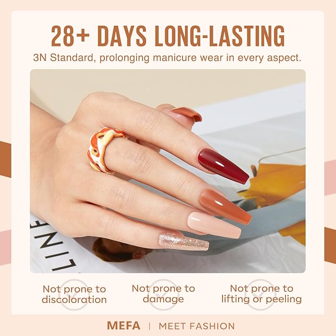 MEFA Nude Gel Nail Polish Set, 12 Colors Champagne Gold Glitter Gel Polish Set Shimmer Nude Pink natural Nail Polish Soak Off Burgundy Dark Red Brown Gifts for Women Girl DIY Salon Home Manicure