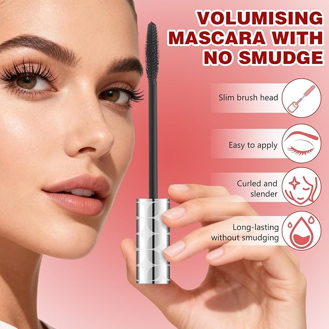 Mascara for Older Women 60 Plus, Lash Mascara, Waterproof, Flake & Smudge Resistant, Volume and Length for Mature Women with Thinning Lashes, hypoallergenic - 2Pcs (Black)