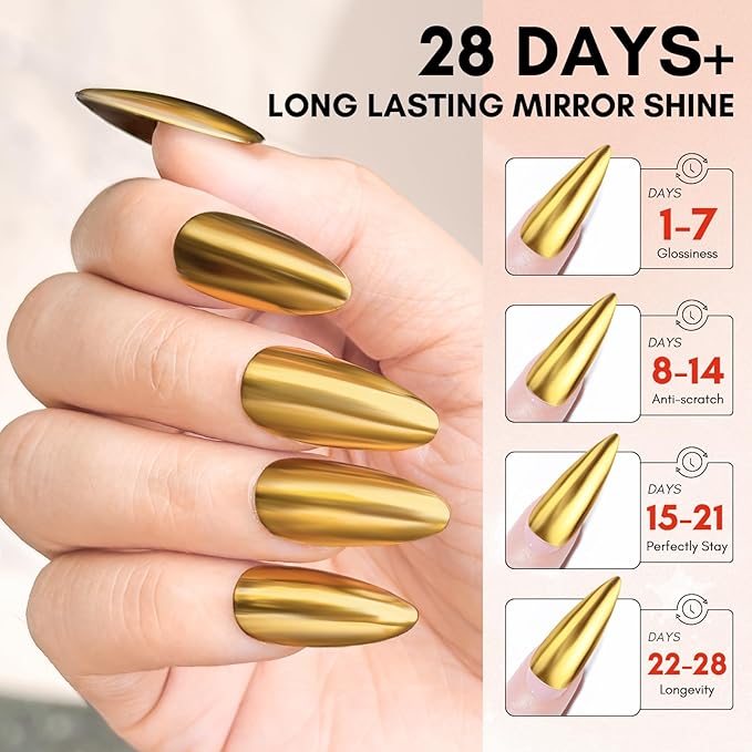 Makartt Gel Top Coat for Chrome Nail Powder - 15ml Clear No Wipe High Gloss Top Coat Gel Nail Polish Mirror Shine Long Lasting Easy Application, Soak off UV Lamp, DIY Home Salon Art Design