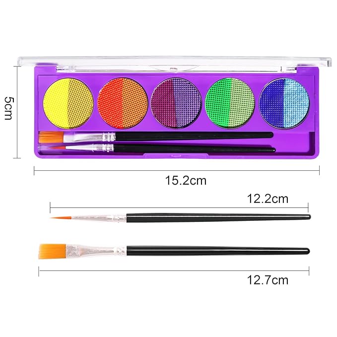 MEICOLY 10 Colors Water Activated Eyeliner Palette, Blue Sally Makeup Neon Face Paint Kit,Colored Retro Halloween Hydra Liner,Matte Graphic Eyeliner, UV Blacklight Fluorescent Glow Face Body Paint,02