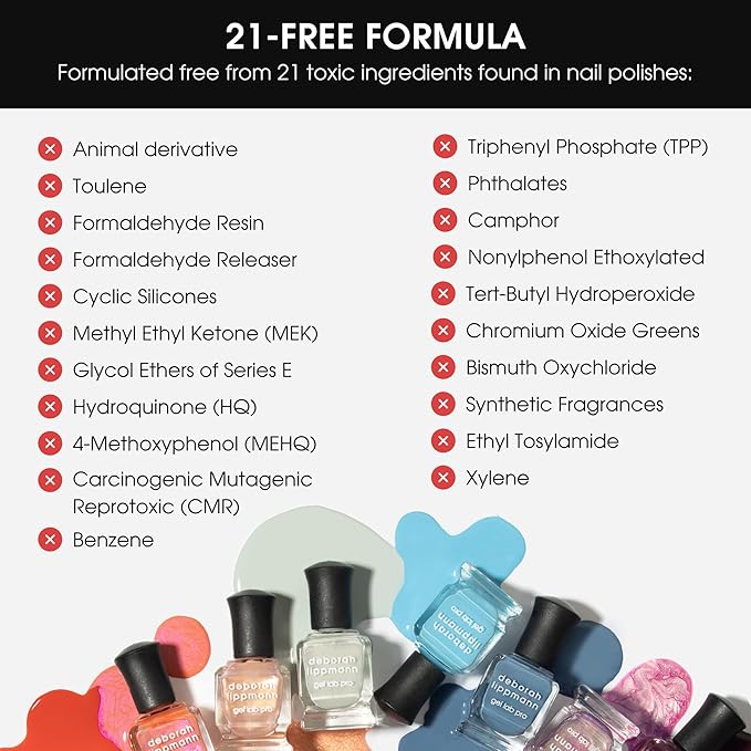 Deborah Lippmann Gel Lab Pro Nail Polish Set, Treatment Enriched Formula for Nail Health, Wear, and Shine, Vegan, No Animal Testing, 21 Free Formula