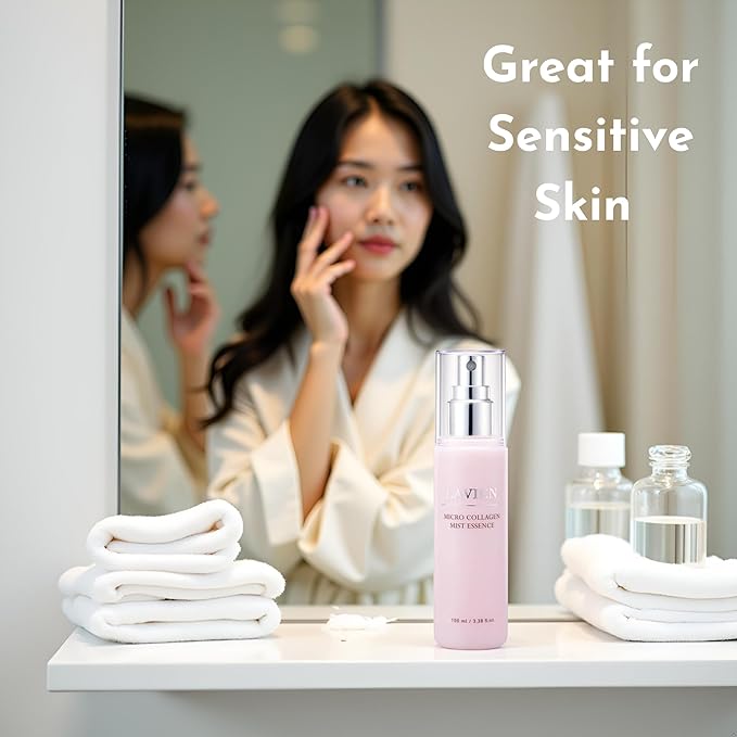 Lavien Micro Collagen Mist Essence - Hydrating Facial Spray, Redness and Smooth Skin - Suitable All Skin Types - 3.38 Fl Oz Bottle