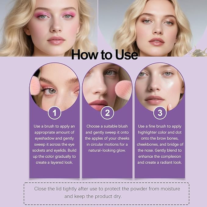 Eye & Cheek Palette - Eyeshadow and Highlighter Makeup, Face Highlighter Palette for Women, Multitasking Blush, Highlighting Eye & Cheek Palette, 4-In-1Makeup Palettes Kit