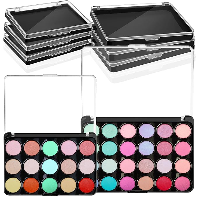 6 Pcs Empty Magnetic Makeup Palette with Clear Top Travel Makeup Pan DIY Eyeshadow Pan Dispensing Storage Box for Eyeshadow Lipstick Blush Powder Pigment, 4.6 x 2.4 x 0.4 In, 5.5 x 4.0 x 0.6 In
