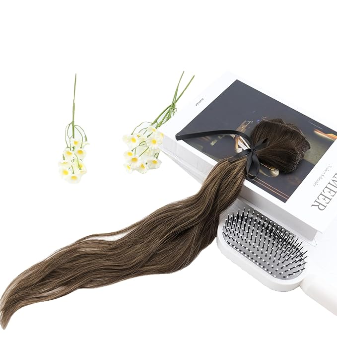 Full Shine Dark Brown Clip in Hair Extensions Real Human Hair 3 Pcs 60 G Ombre Hair Extensions Clip ins Dark Brown Balayage Invisible Human Hair for Women 16 Inch