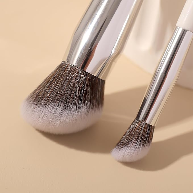 Foundation Concealer Makeup Brushes for Liquid Cream Stick,Soft Big Angled Face Brushes Bronzer Contour Nose Eyeshadow Blending Set (189201)