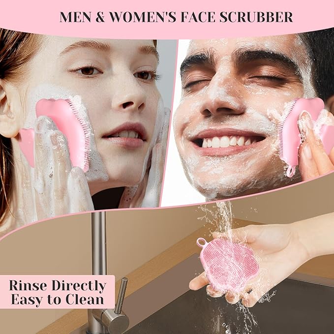 VWMYQ Silicone Face Scrubber - Exfoliating Face Scrubber for Women and Man, Gentle Facial Cleansing Brush Blackhead Acne Pore Pad Cradle Cap, Manual Soft Face Wash Brush for Deep Skin Care