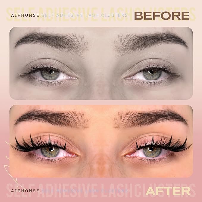 Self Adhesive Eyelashes Manga Lash Clusters No Glue Needed Self Adhesive Lashes 10-16mm Eyelash Clusters Press on lashes Natural C-Curly Pre Glued Eyelashes with Anti-Stick Tweezers by ALPHONSE