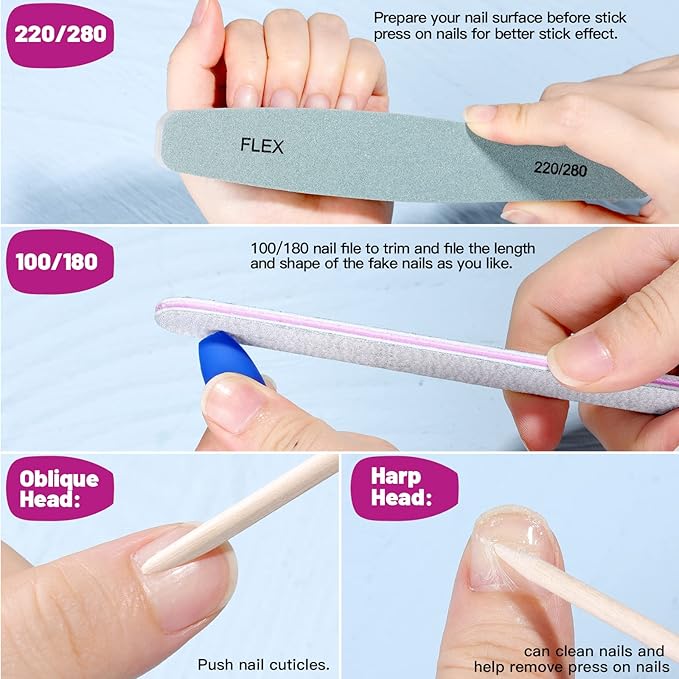 FANDAMEI Matte Press on Nails Medium Length, 24 Packs 576PCS Medium Coffin Fake Nails Full Cover, Acrylic Short Ballerina False Nail tips with Nail Glue, Nail Adhesive Tabs, Nail File for Nail Art DIY