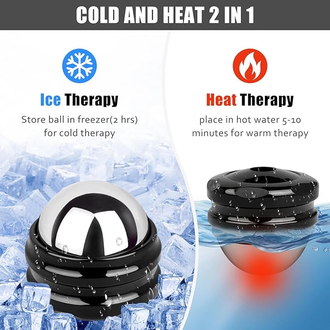 Stainless Steel Massage Roller Ball - Ice Therapy for Muscle Pain Relief, Sore Muscles, and Tension Alleviation Cold & Hot Therapy for Back, Shoulders, Legs, and Calves Myofascial Release Tool