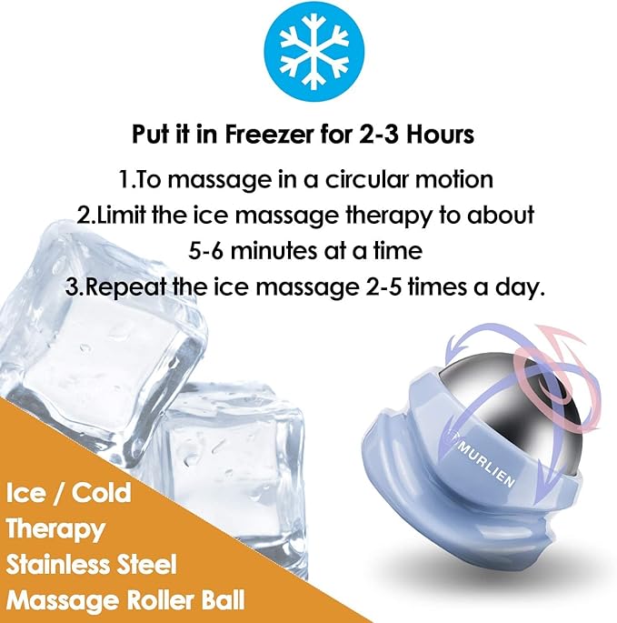 Ice Therapy Massage Roller Ball, Manual Massager for Trigger Point, Deep Tissue Massage, Alleviating Muscle Tension and Pain Relief, Suitable for Neck, Back, Shoulders, Arms, Legs, Thighs etc.