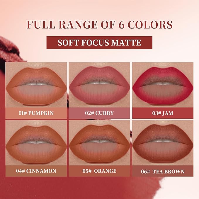Jolilab 6PCS Lip Liner Lipstick Mini Set, Gradient Matte Nude Velvet Lip Liner Pencil High Pigmented Long Lasting Natural Smooth Lip Makeup Easy-to-Use Crayon Form and Cone Tip