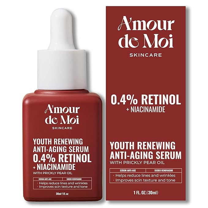 ADM Anti Aging Pure Retinol Serum For Face with Niacinamide - Resurfacing, Smoothing Fine Lines, Wrinkles, Acne Scars - Moisturizing Facial Skincare Treatment for Sensitive Skin - 1oz