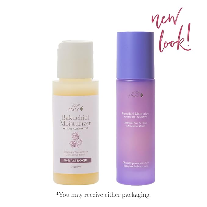 100% PURE Bakuchiol Facial Moisturizer Natural Retinol Alternative Face Cream with Anti Aging Antioxidants Hyaluronic & Kojic Acid Squalene Daily Skincare for Women & Men - 1.7 fl oz