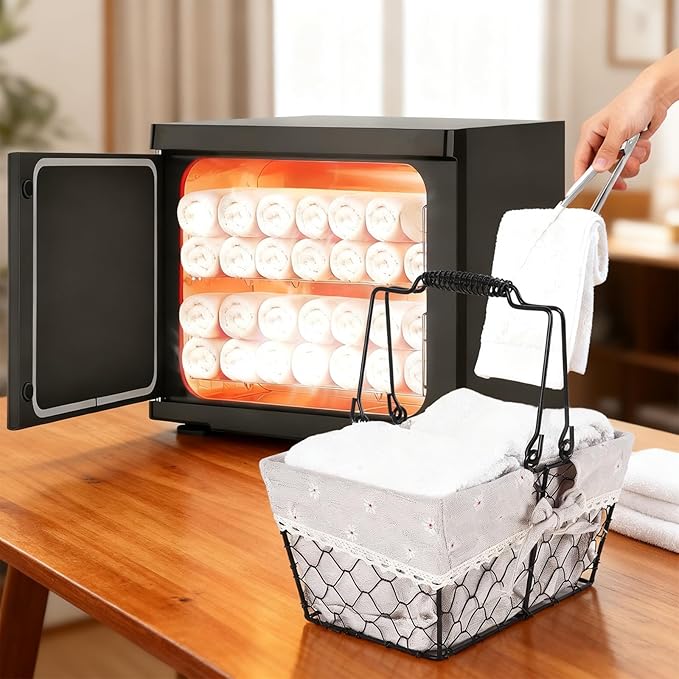 Hot Towel Caddy with Clip Set, Specifically Designed for Salons Spas Homes and Bathrooms to Store Heated Towels, Can Hold Approximately 10 Pieces, Hot Towel Warmer Essential
