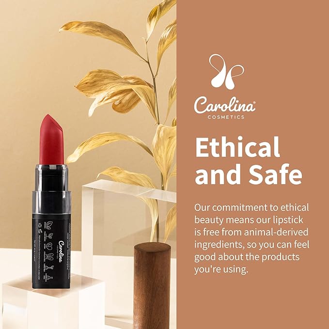 Carolina COSMETICS - Plant-Based Moisturizing Lipstick - The Power of Red Shade 0.15oz- Hydrating with Cocoa Oil, Gluten-Free, Vegan, Non-GMO, Paraben-Free - Lightweight Cream Texture