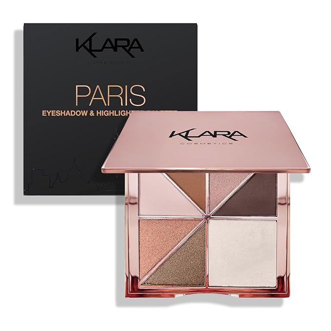Paris Eyeshadow Highlight Palette Rosegold Shimmer Glitter Sparkle Luxury Versatile Crease-free easy-blend Long Lasting Full 100% Color Pigment