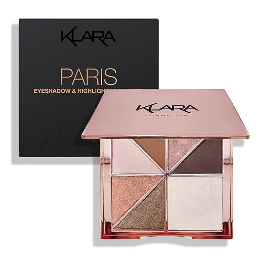 Paris Eyeshadow Highlight Palette Rosegold Shimmer Glitter Sparkle Luxury Versatile Crease-free easy-blend Long Lasting Full 100% Color Pigment