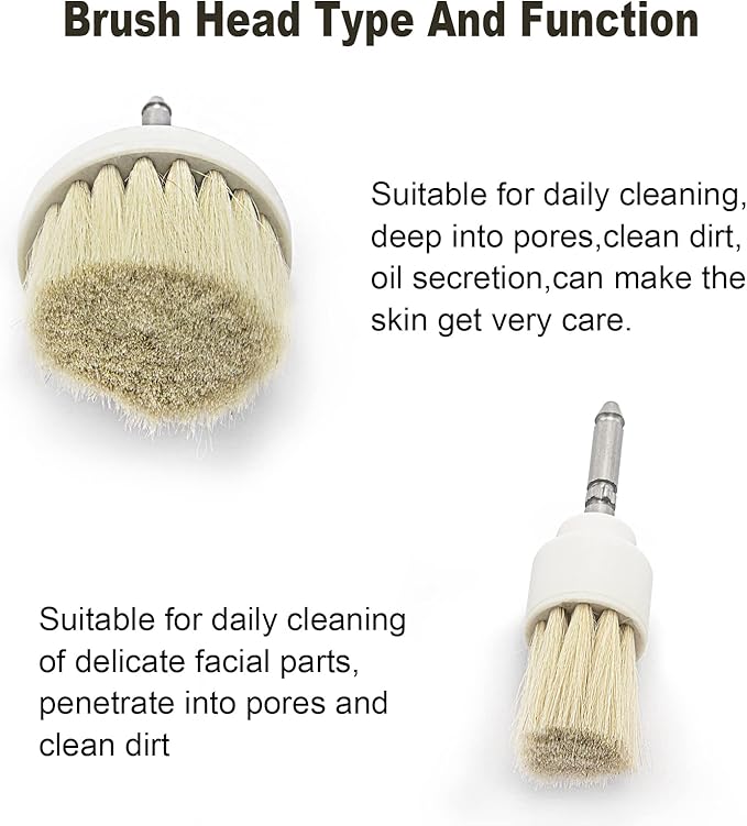 Elitzia 5-Piece Skin Care Brush Set for Electric Facial Cleansing Brush Pore Cleaning Exfoliating & Massage Attachments Wool Foam Rub Stone Facial Brush Gentle for All Skin Types