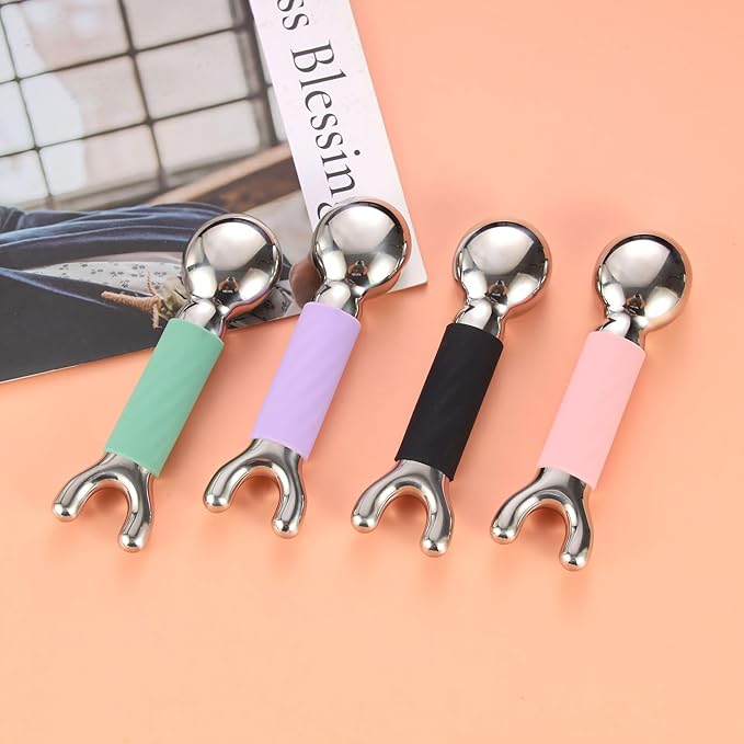 Ice Globes for Face & Eyes, Stainless Steel Facial Cryo Stick with Silicone Grip, Dual - Head for Face & Eyes, Reduces Puffiness & Wrinkles