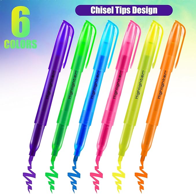 Highlighters Assorted Colors Bulk, 150 Pcs Pastel Highlighters Bulk with 6 Colors for Office and School