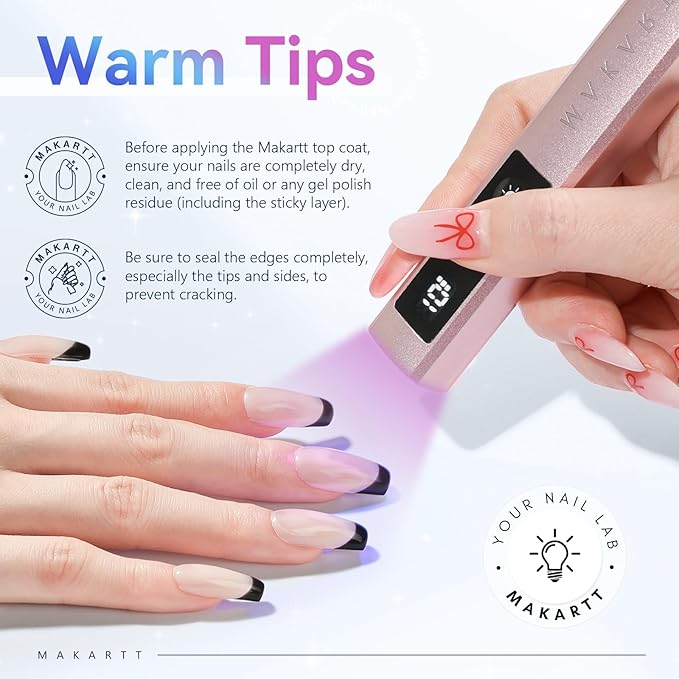 Makartt Gel Top Coat - 2 PCS No Wipe Top Coat Gel Nail Polish High Glossy Shine Finish Long Lasting, 10ML Clear Soak Off UV Nail Lamp, Salon Quality Art Design for Home Use Beauty Gift