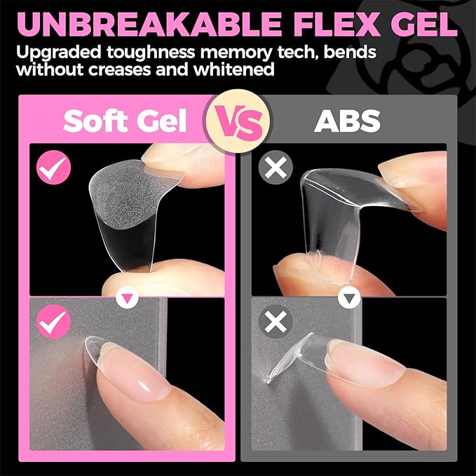 UNA GELLA Oval Fake Nails Pre-shape 504pcs Almond Gel Nail Tips Round Almond Press on Nails for Full Cover Acrylic Round Oval Full Nails False Nails 12 Sizes False Soft Gel Tips