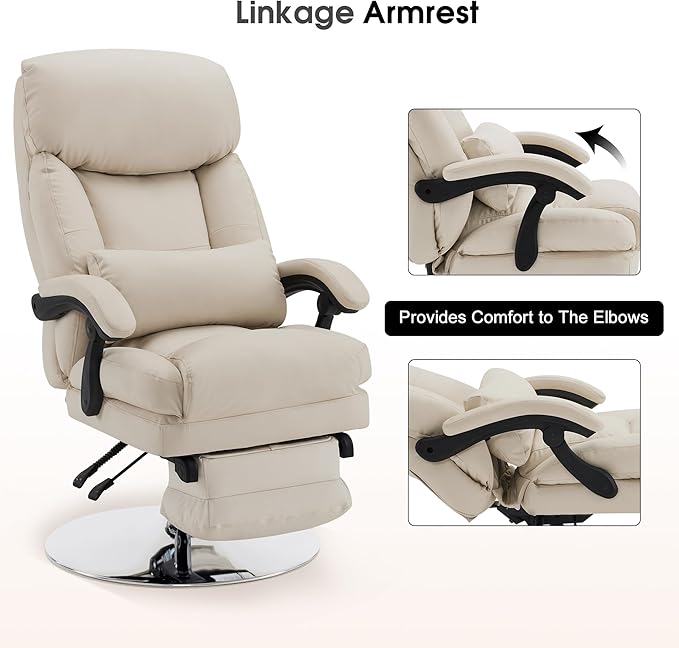 BarberPub Beauty Chair, 360° Rotating Lifting Facial Beauty Spa Chair, Adjustable Tattoo Salon Spa Esthetician Beauty Equipment 3571 (Faux Leather, Beige)