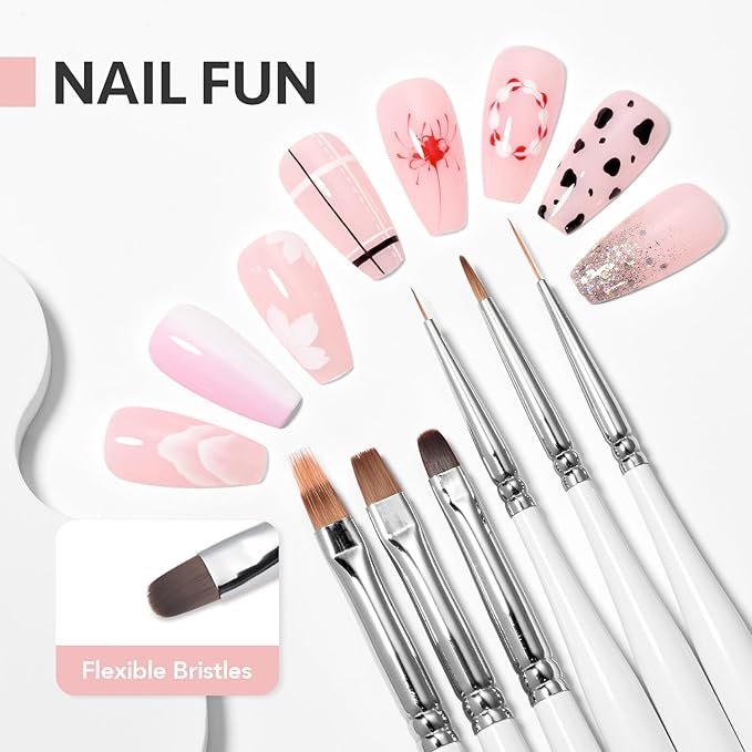 GAOY 6 Pcs Nail Art Brushes, Nail Design Tools for Nail Detail Painting, French Liner and Dotting Pens for Nail DIY