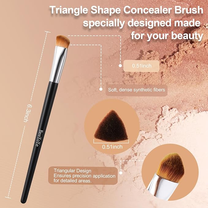 Concealer Brush Under Eye Makeup Foundation Brush,Undereye Corrector Makeup Brush Under Eye Brightener Contour Blending Brush,Triangle Precise Coverage Dark Circles Concealer Makeup Brush